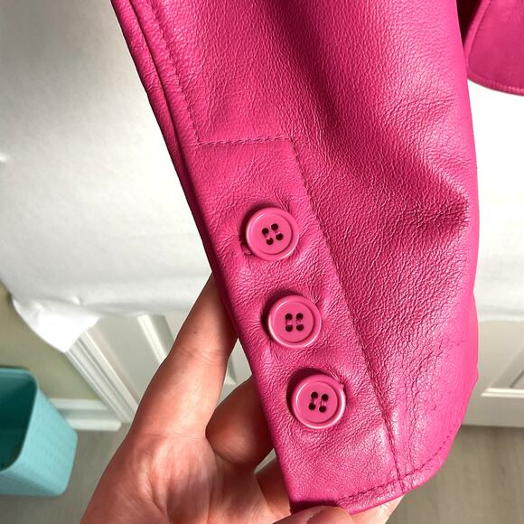 Worthington JCPenneys Womens Pink Genuine Leather Jacket Medium - Picture 4 of 8